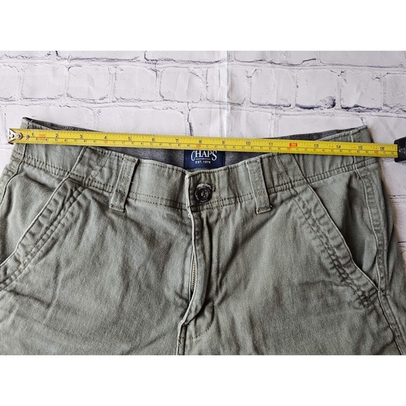 Chaps Mens Regular Fit Olive Green Chino Shorts Size 30 Stretch Cotton Blend - Picture 10 of 12